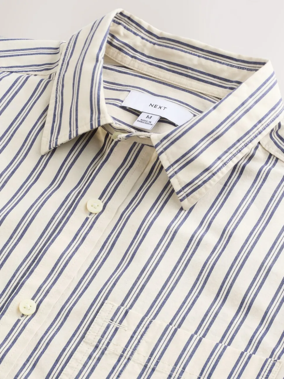 Ecru Cream Poplin Stripe Long Sleeve Shirt