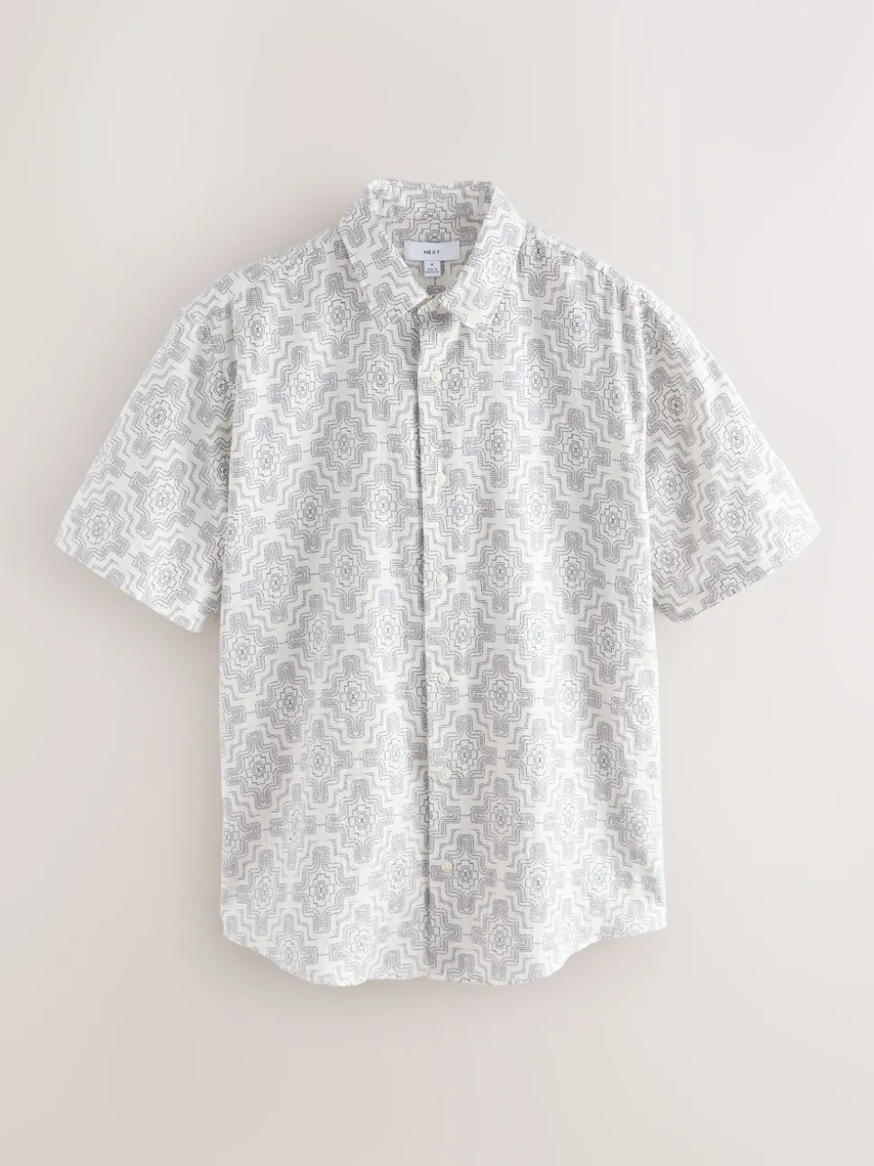 Ecru Floral Print Short Sleeve Shirt