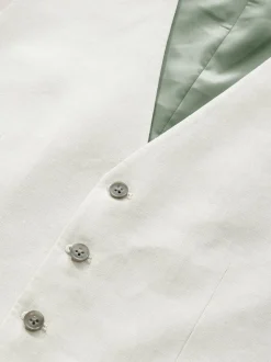 Ecru Linen Blend Texture Suit Waistcoat