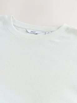 Ecru Micro Waffle Long Sleeve T-Shirt