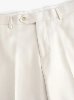 Ecru Slim Fit Textured Suit Trousers