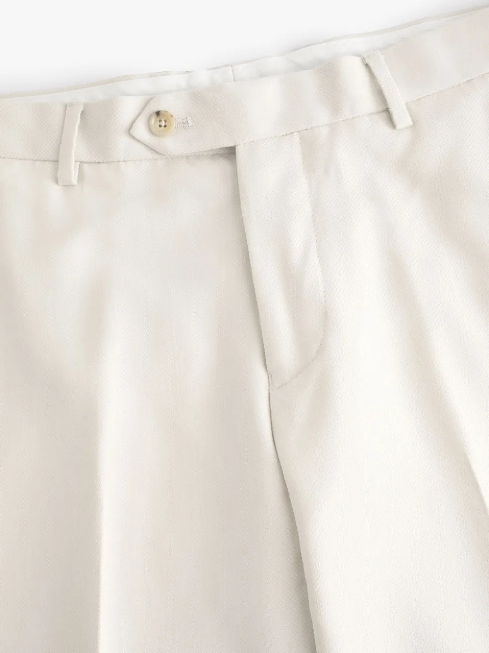 Ecru Slim Fit Textured Suit Trousers