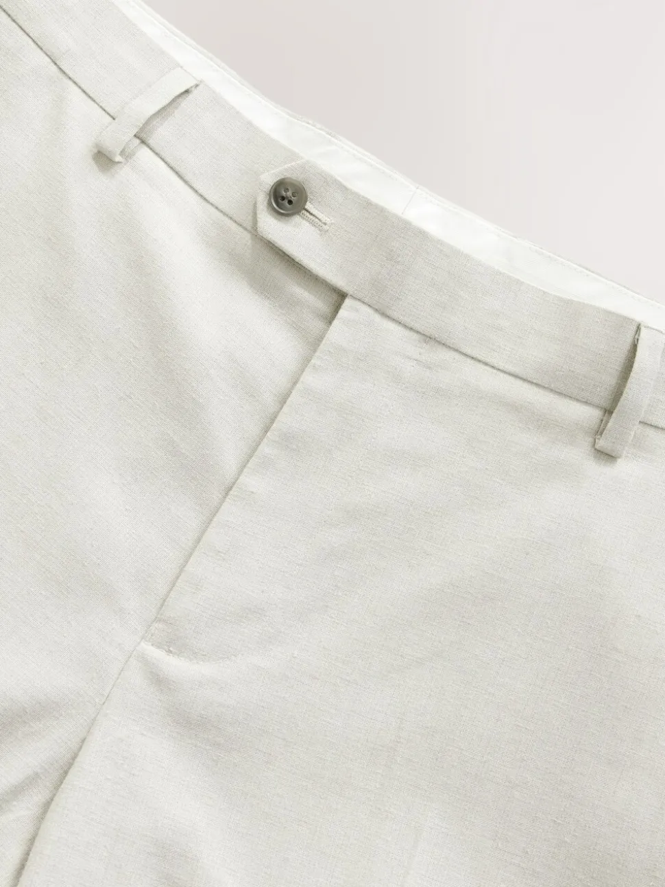 Ecru Tailored Fit Linen Blend Texture Suit Trousers