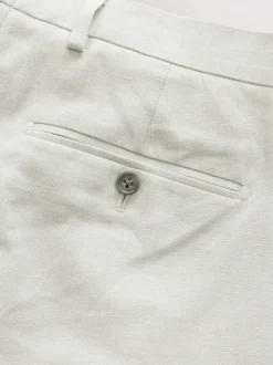 Ecru Tailored Fit Linen Blend Texture Suit Trousers