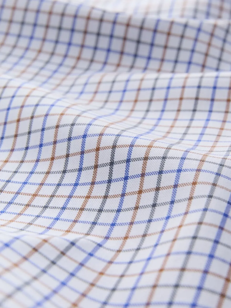 Ecru Tattersall Check Regular Fit Easy Iron Button Down Oxford Shirt