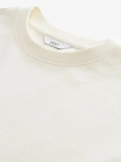 Ecru Texture Textured Relaxed Heavyweight 100% Cotton T-Shirt