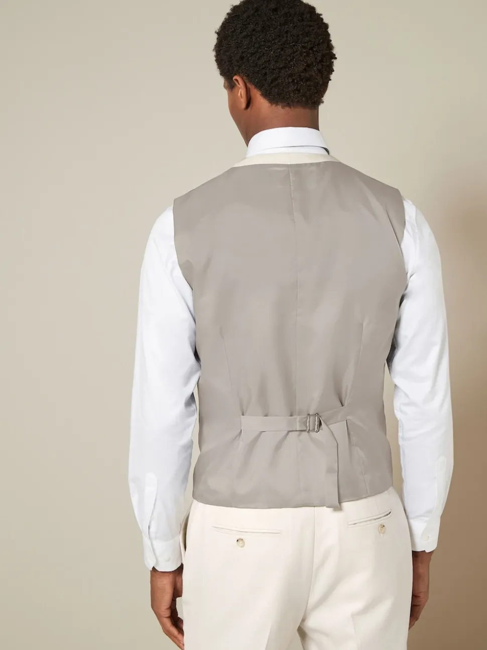 Ecru Textured Suit Waistcoat