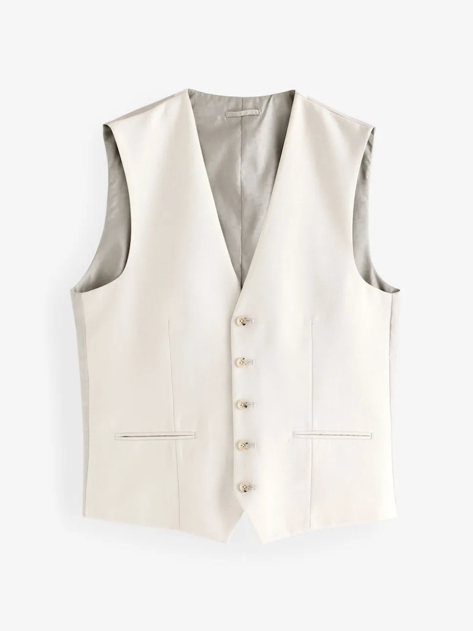 Ecru Textured Suit Waistcoat
