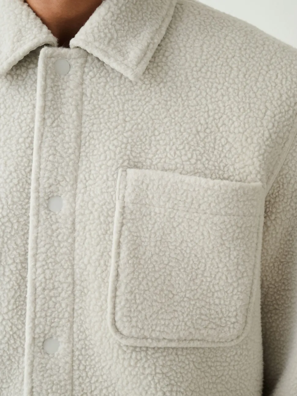 Ecru White Fleece Shacket