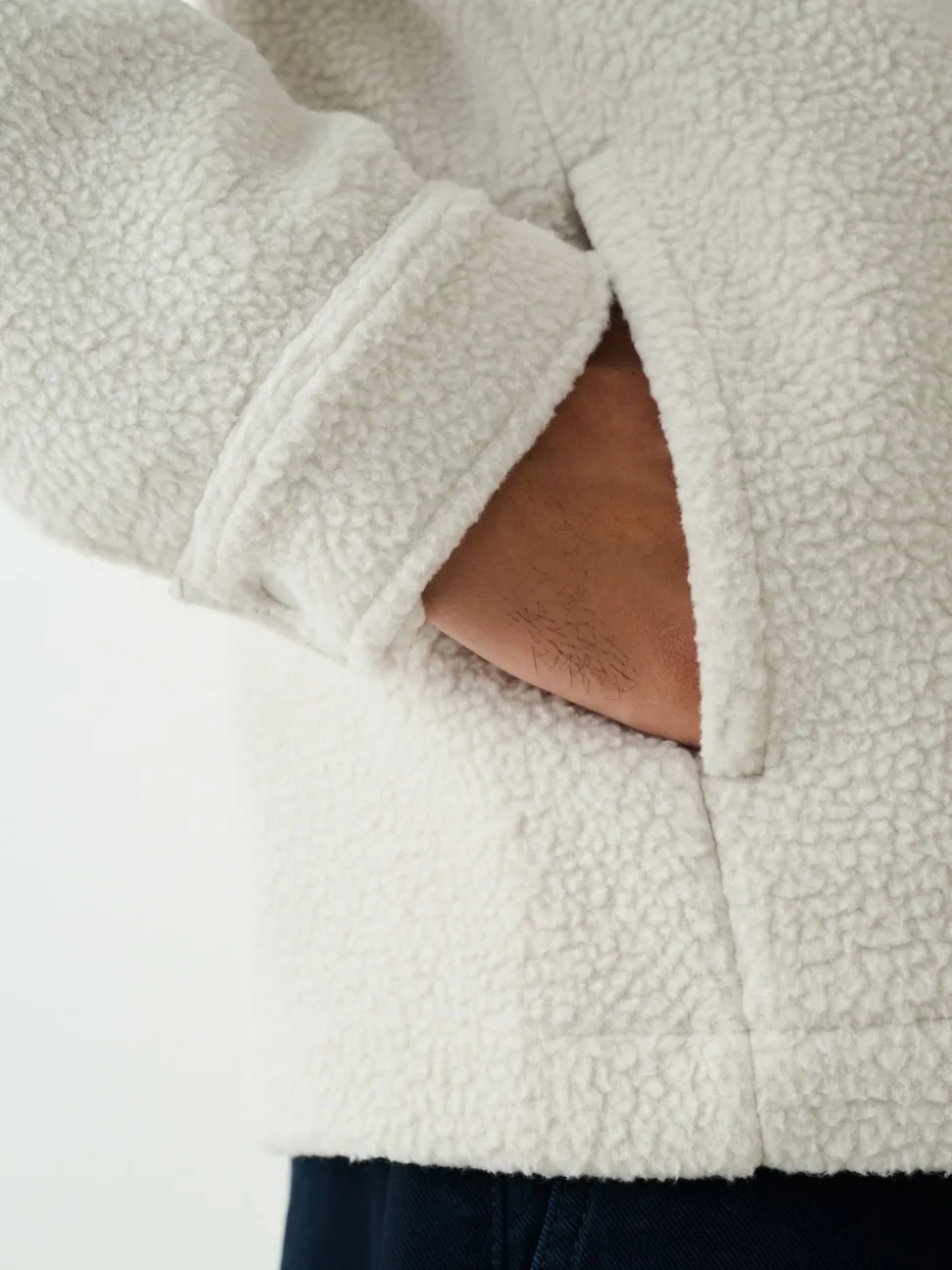 Ecru White Fleece Shacket