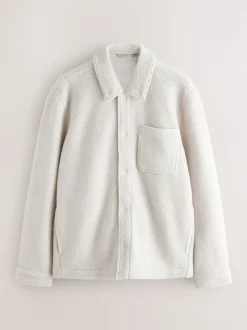 Ecru White Fleece Shacket