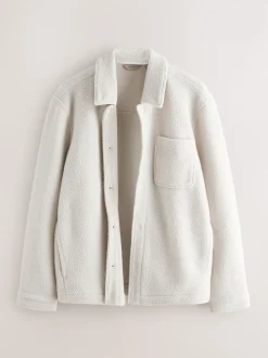 Ecru White Fleece Shacket