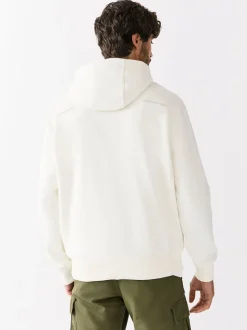 Ecru White Graphic Print Hoodie