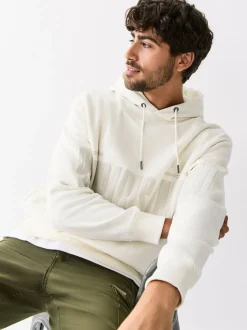 Ecru White Graphic Print Hoodie
