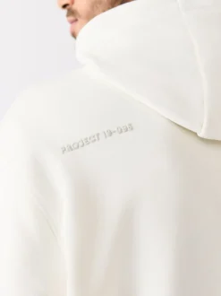 Ecru White Graphic Print Hoodie