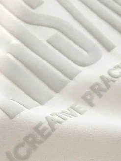 Ecru White Graphic Print Hoodie
