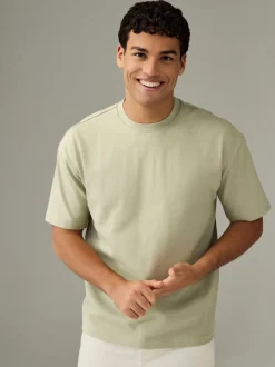 Ecru White/Green/Rust Red Relaxed Fit Heavyweight T-Shirts 3 Pack