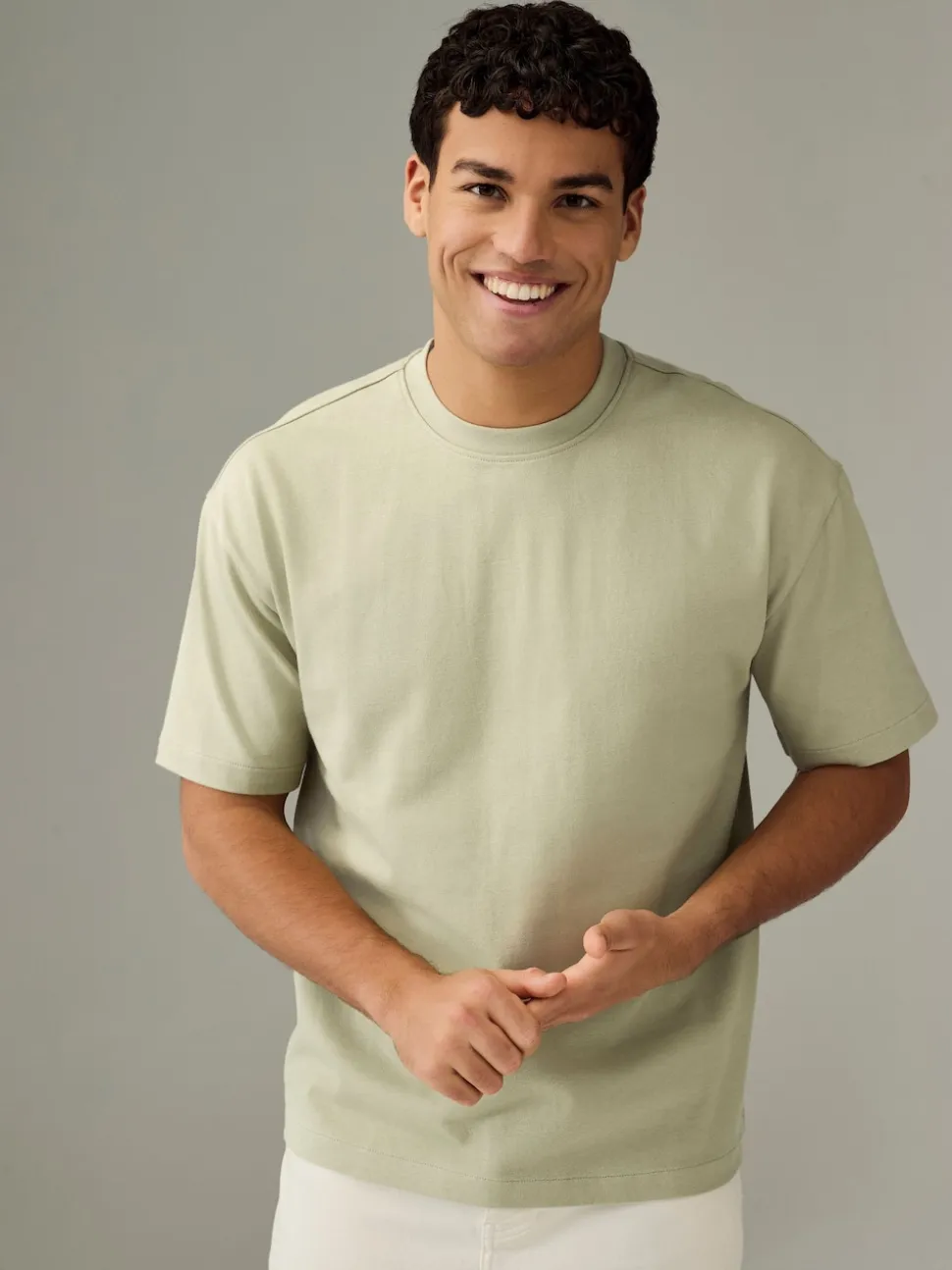 Ecru White/Green/Rust Red Relaxed Fit Heavyweight T-Shirts 3 Pack