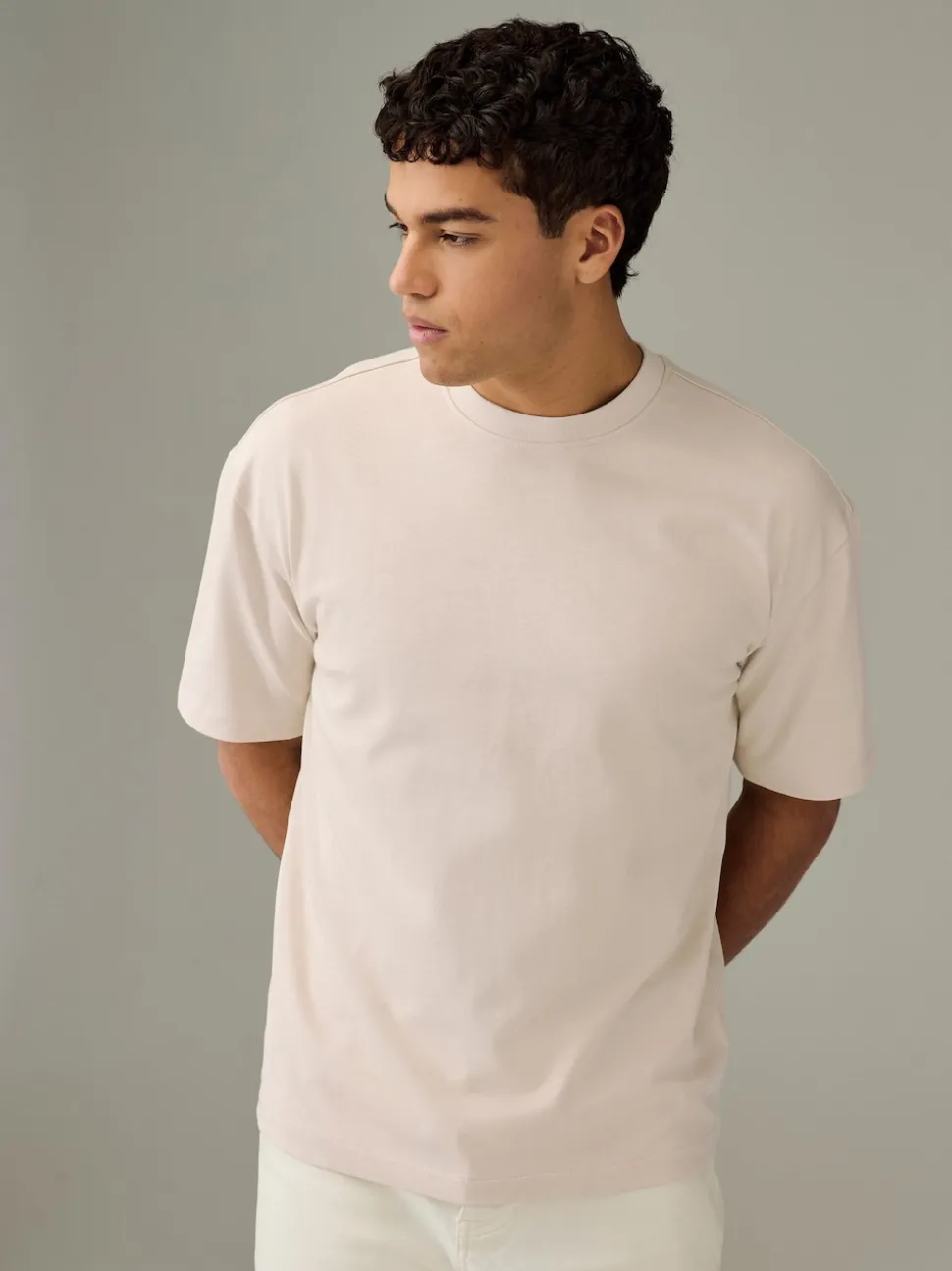 Ecru White/Green/Rust Red Relaxed Fit Heavyweight T-Shirts 3 Pack