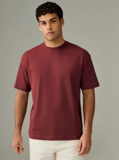 Ecru White/Green/Rust Red Relaxed Fit Heavyweight T-Shirts 3 Pack