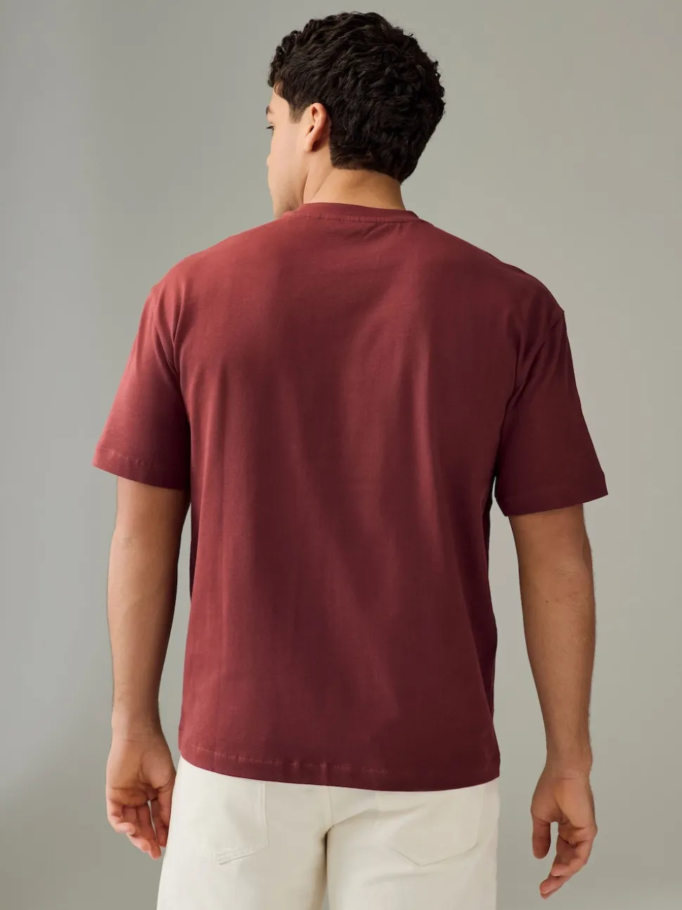 Ecru White/Green/Rust Red Relaxed Fit Heavyweight T-Shirts 3 Pack