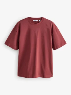 Ecru White/Green/Rust Red Relaxed Fit Heavyweight T-Shirts 3 Pack