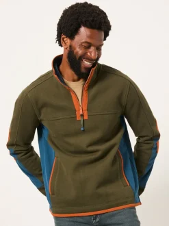 FatFace Airlie Khaki Green Hybrid Half Zip Sweat