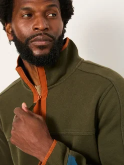 FatFace Airlie Khaki Green Hybrid Half Zip Sweat