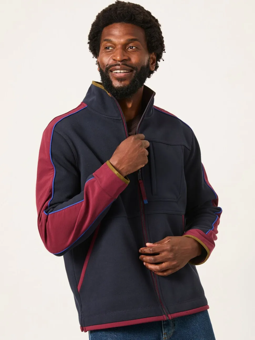 FatFace Airlie Navy Hybrid Zip Through Sweat
