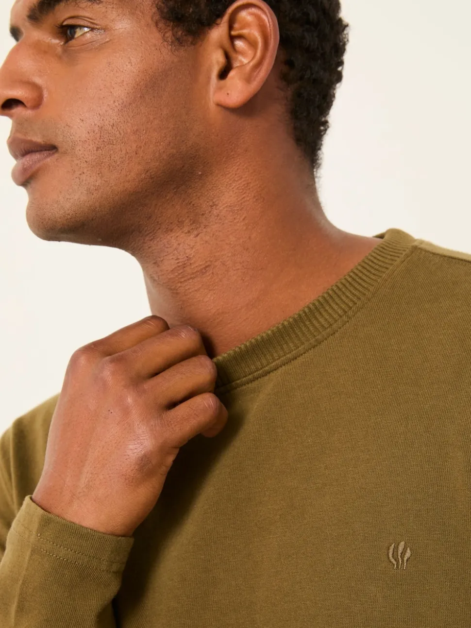FatFace Alton Khaki Green Long Sleeve Heavyweight Relaxed Fit T-Shirt