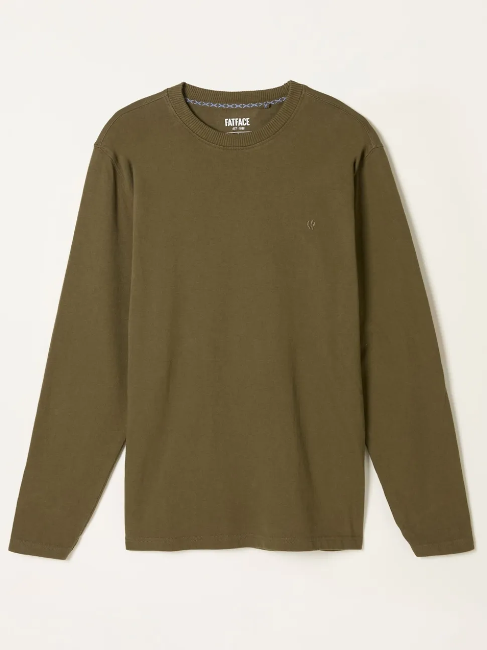 FatFace Alton Khaki Green Long Sleeve Heavyweight Relaxed Fit T-Shirt