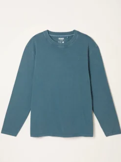 FatFace Alton Mid Blue Long Sleeve Heavyweight Relaxed Fit T-Shirt
