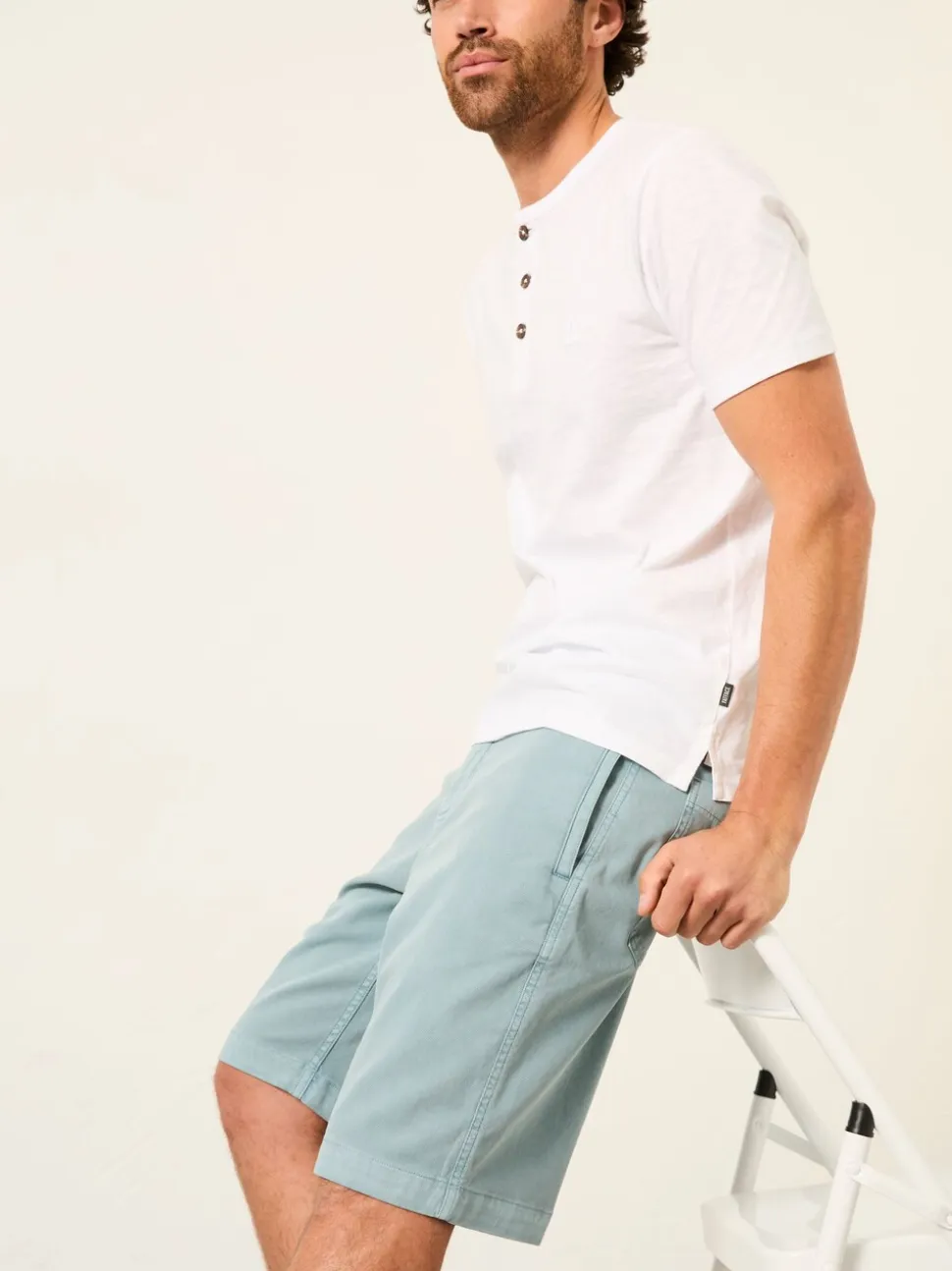 FatFace Aqua Blue Stow Garment Dye Chino Shorts