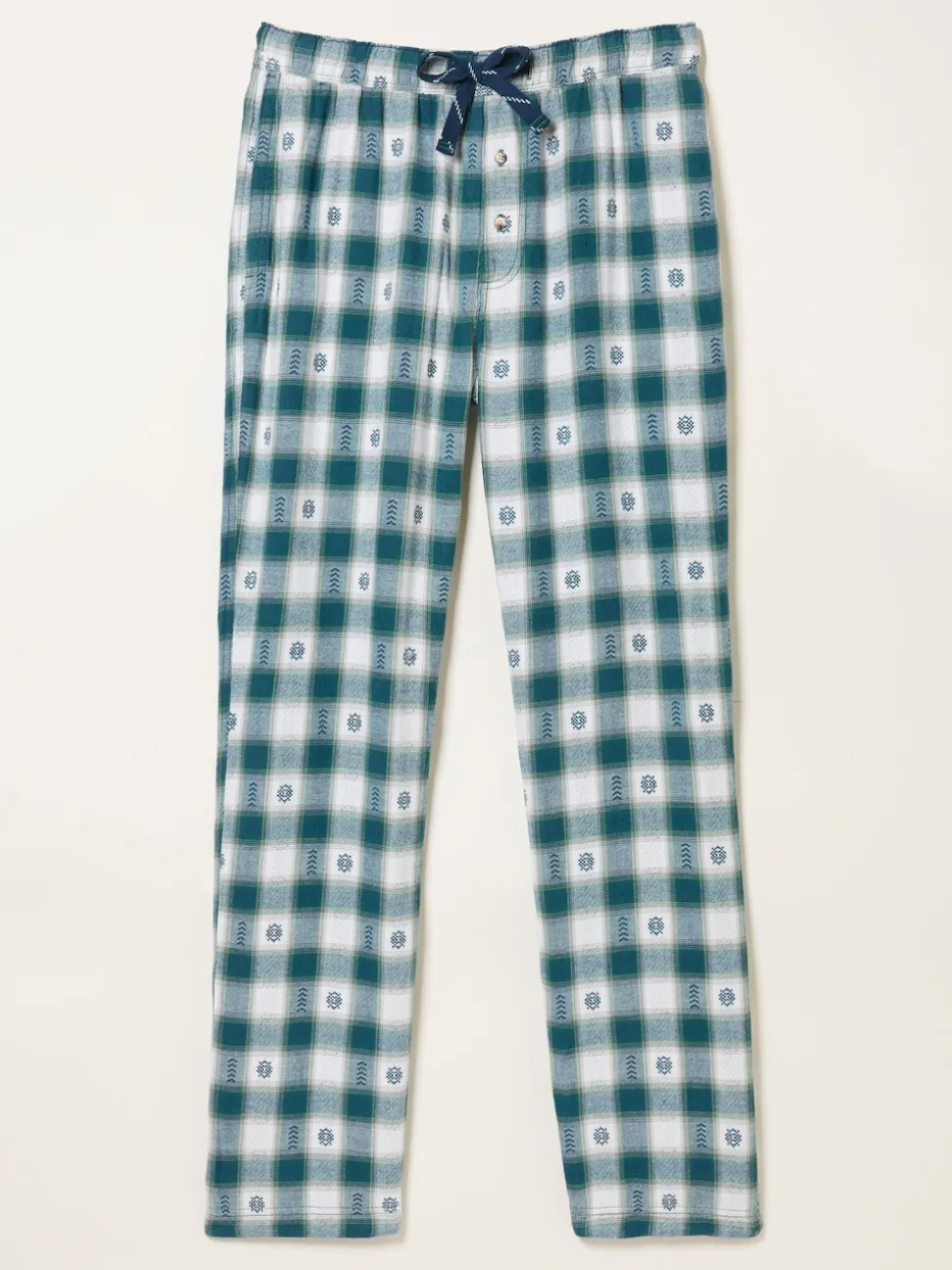 FatFace Arkle Dark Teal Blue Jacquard Check Pyjama Bottoms