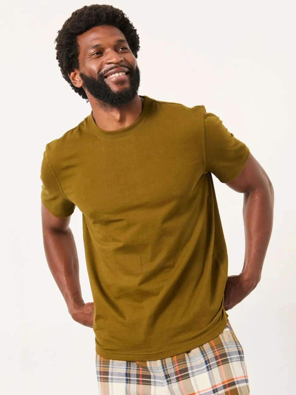 FatFace Beale Khaki Green Check Pyjama Set