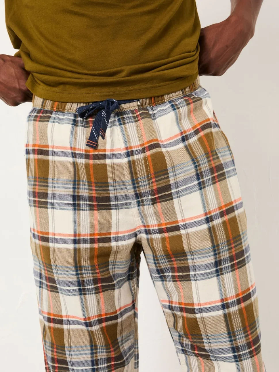 FatFace Beale Khaki Green Check Pyjama Set