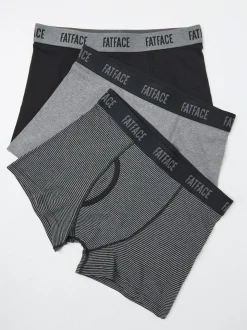 FatFace Black & Grey Classic Boxers 3 Pack