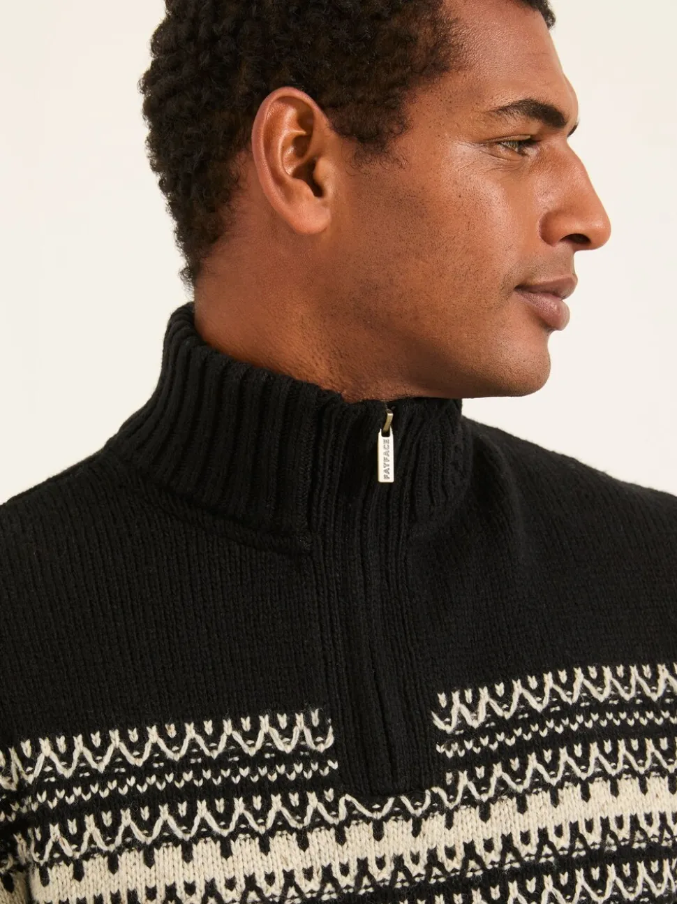 FatFace Black Fairisle Knitted Half Neck Jumper