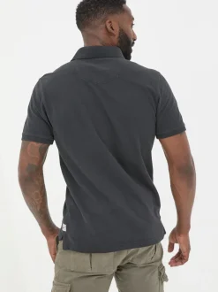 FatFace Black Short Sleeve Pique Polo