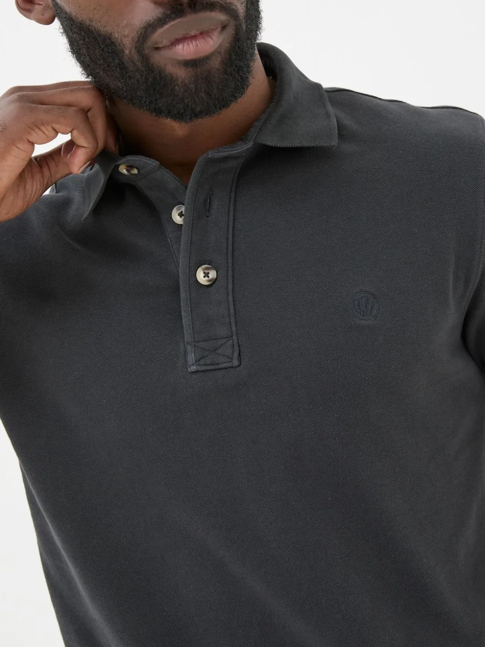 FatFace Black Short Sleeve Pique Polo