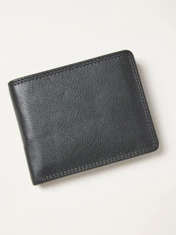 FatFace Black Twin Stitch Leather Wallet