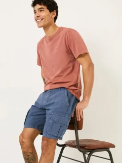 FatFace Blue Cotton Linen Cargo Shorts