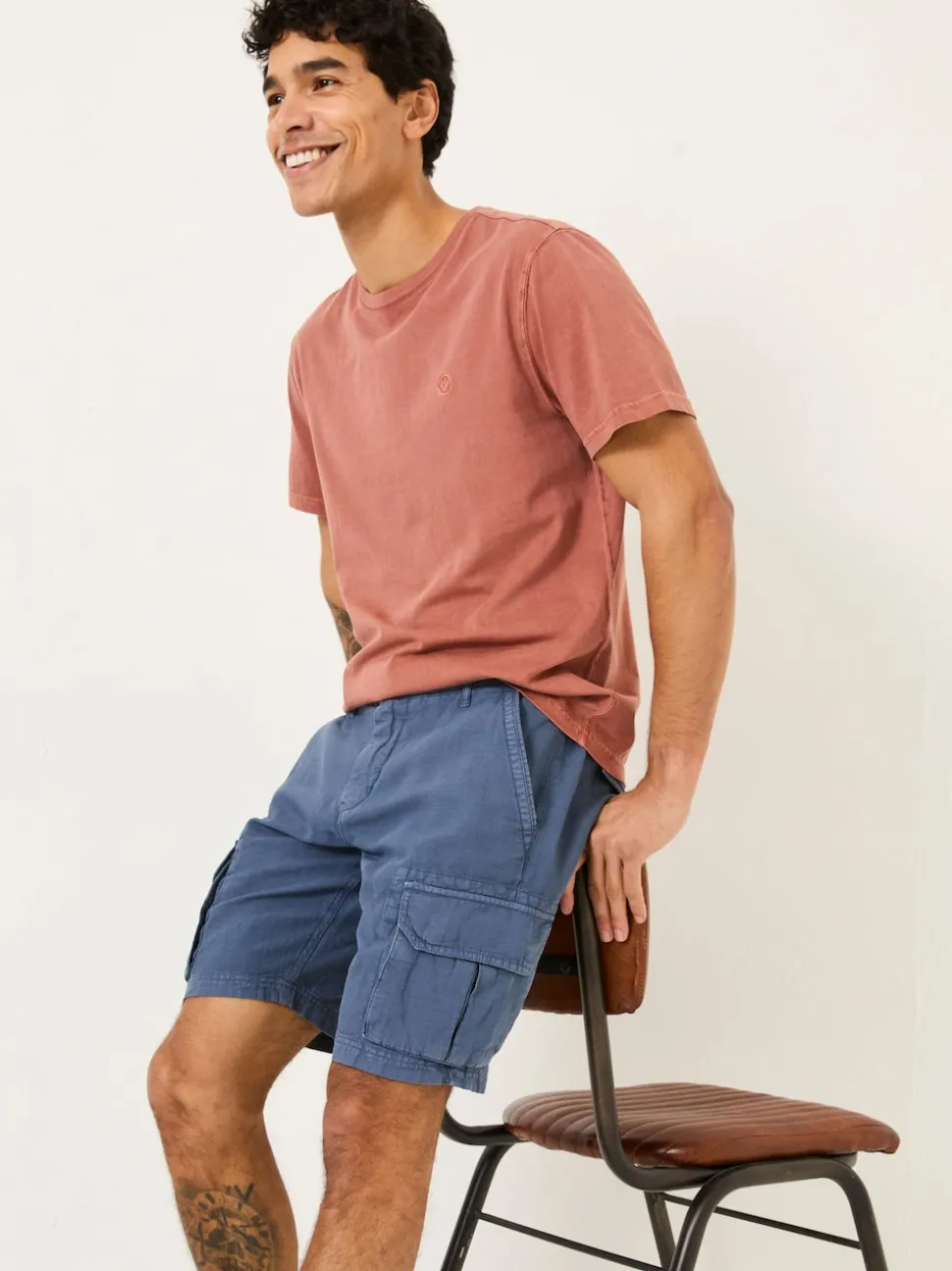 FatFace Blue Cotton Linen Cargo Shorts