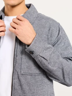 FatFace Blue Denim Zip Through Overshirt