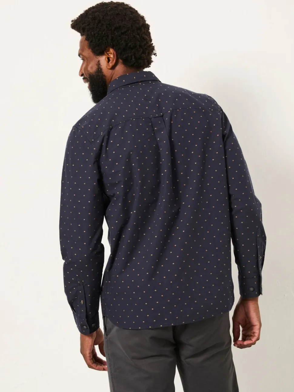 FatFace Blue Long Sleeve Dobby Shirt
