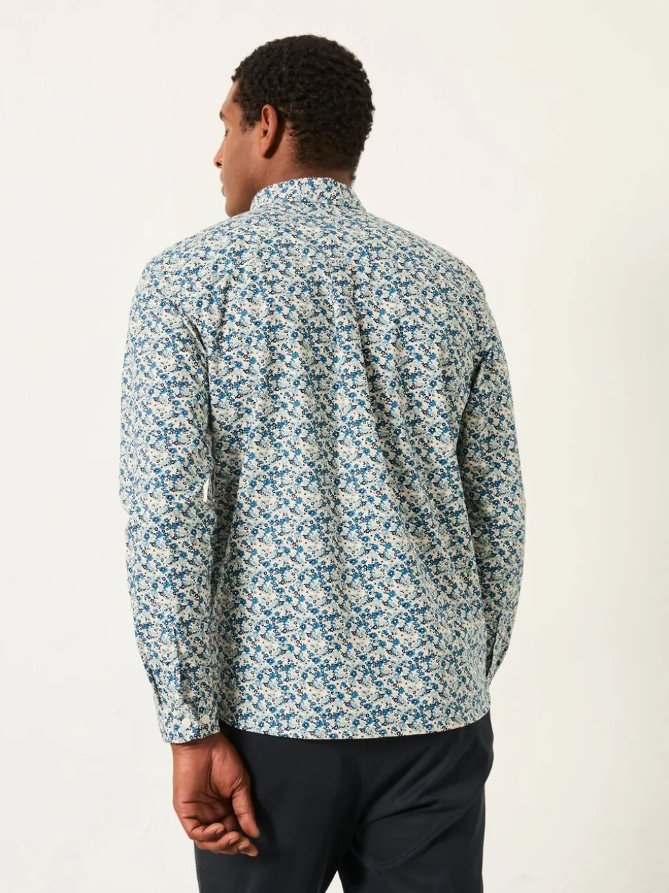FatFace Blue Long Sleeve Floral Shirt