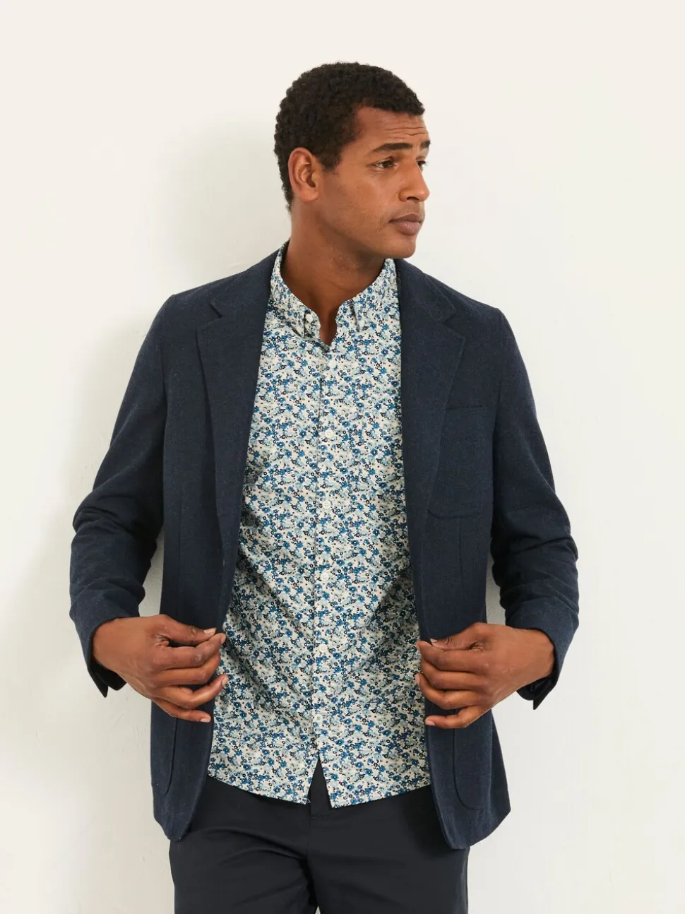 FatFace Blue Long Sleeve Floral Shirt