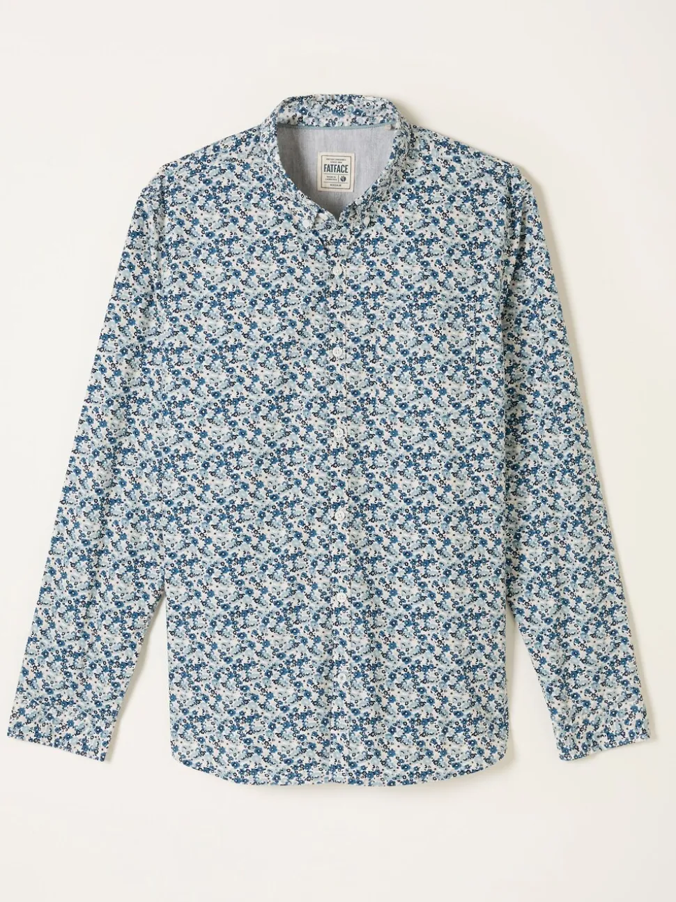 FatFace Blue Long Sleeve Floral Shirt