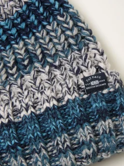 FatFace Blue Twist Colourblock Beanie