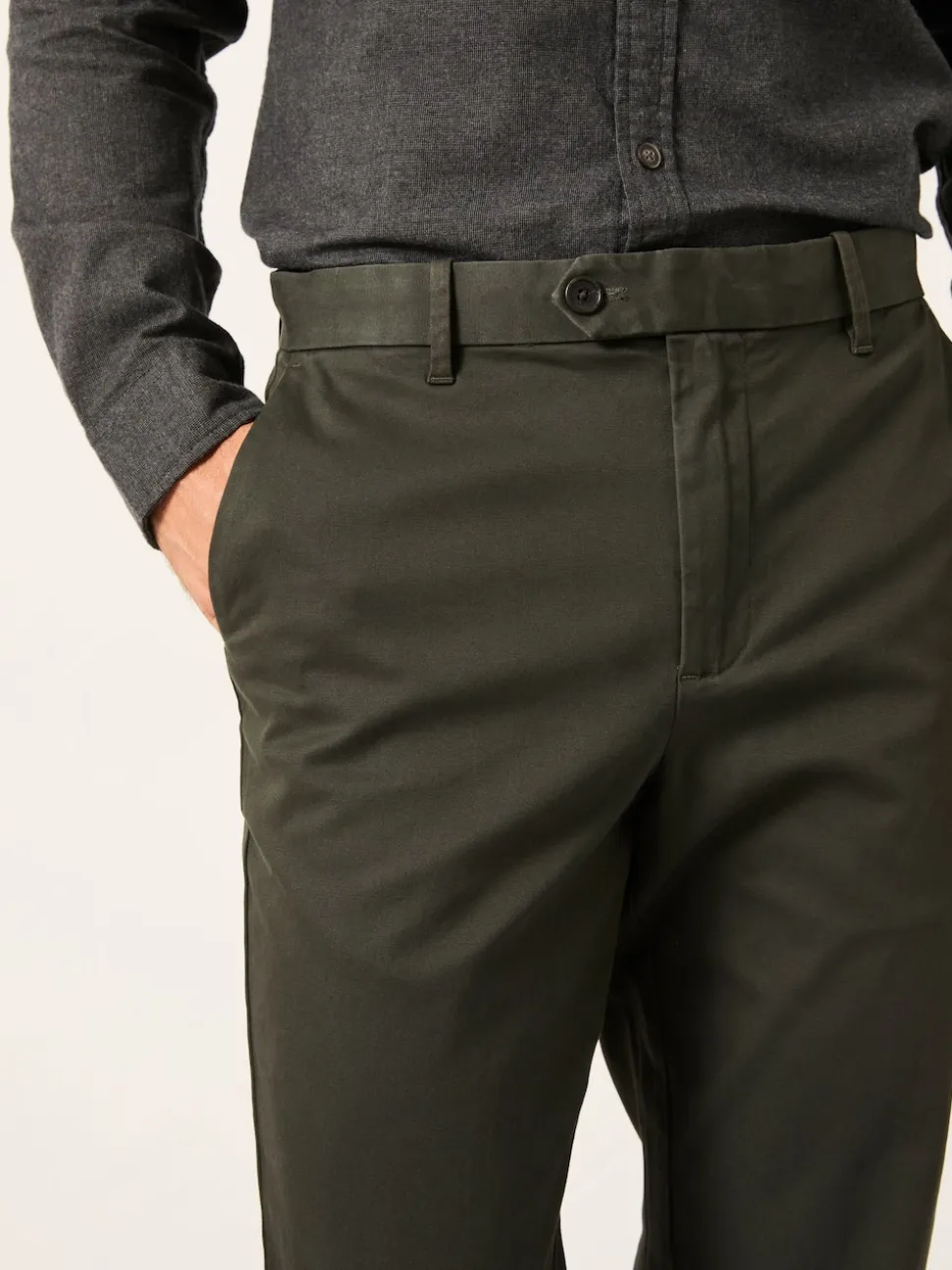 FatFace Bosbury Dark Green Tailored Fit Smart Chino Trousers